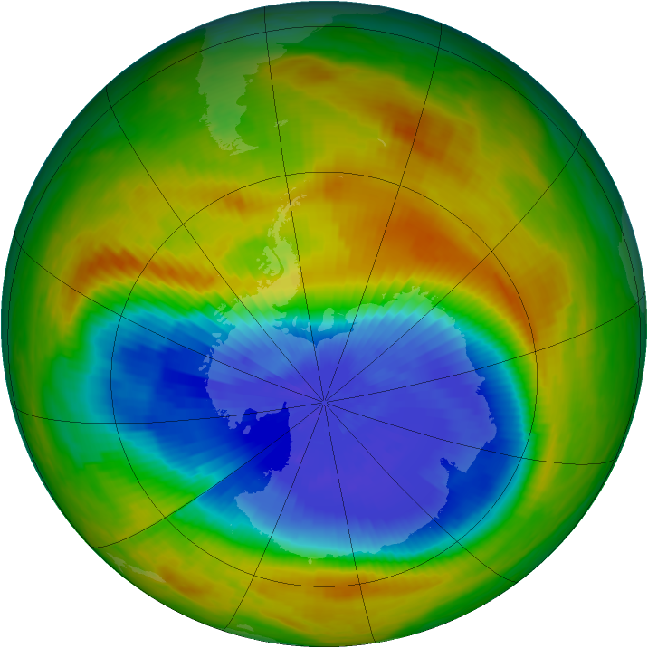 Antarctic ozone map for 17 October 1986